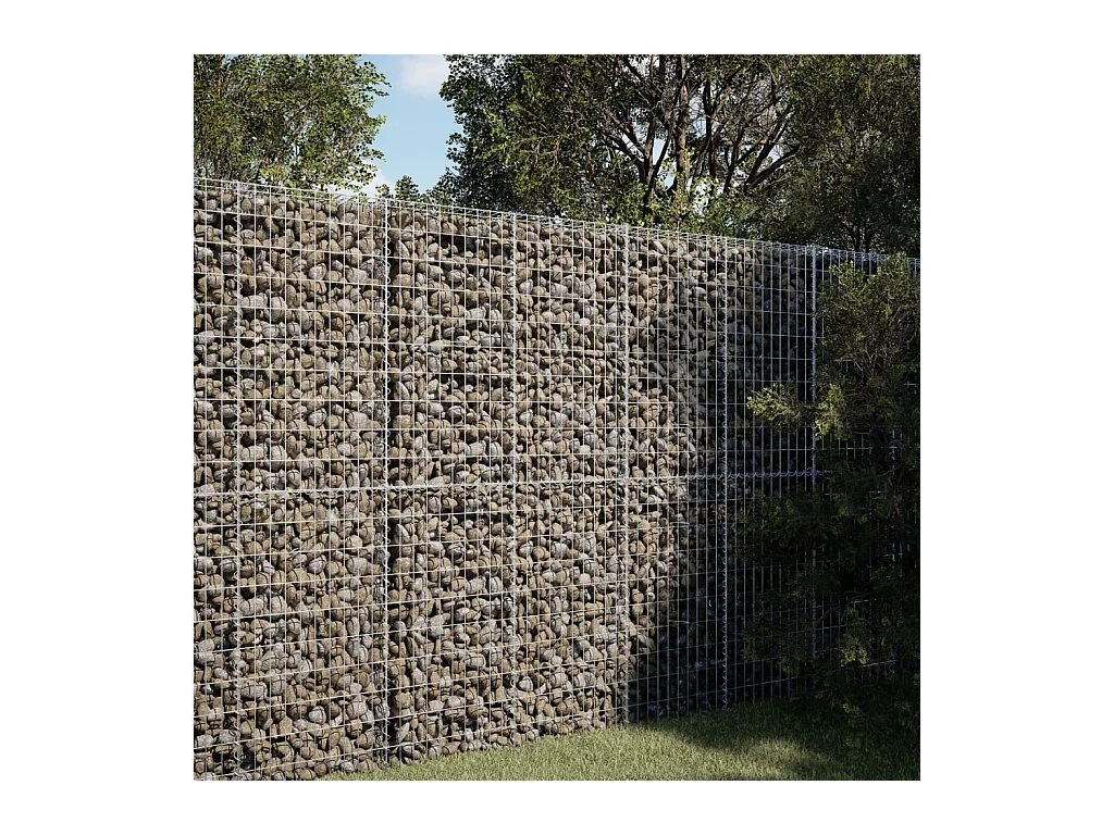 Cesto Gabbione con Copertura 100x100x200 cm in Ferro Zincato