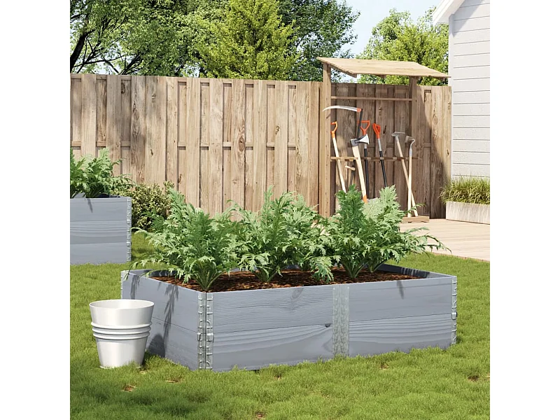 Jardinière gris 150x100 cm bois de pin massif