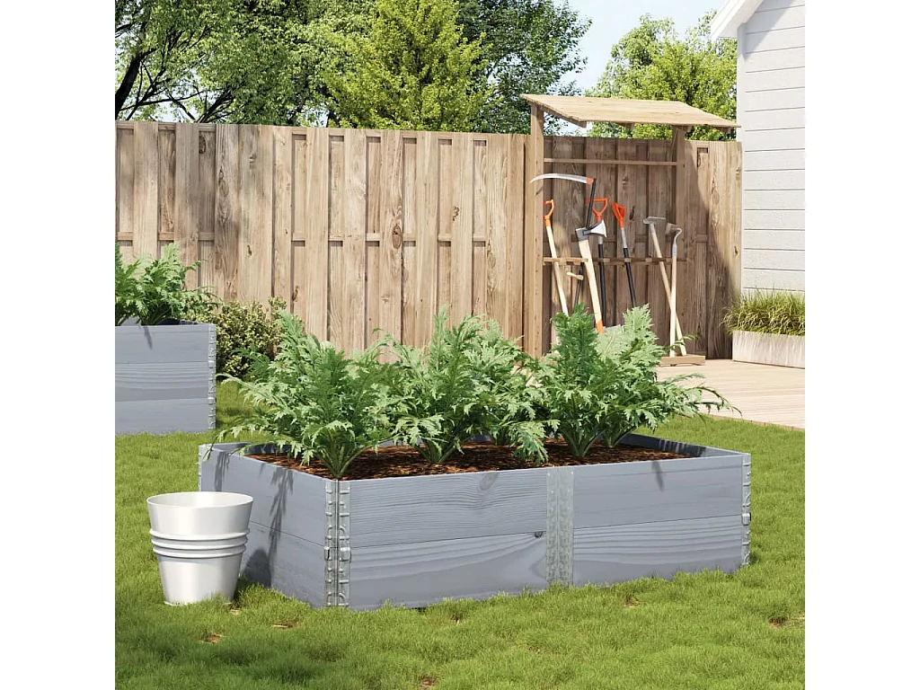 Jardinière gris 150x100 cm bois de pin massif