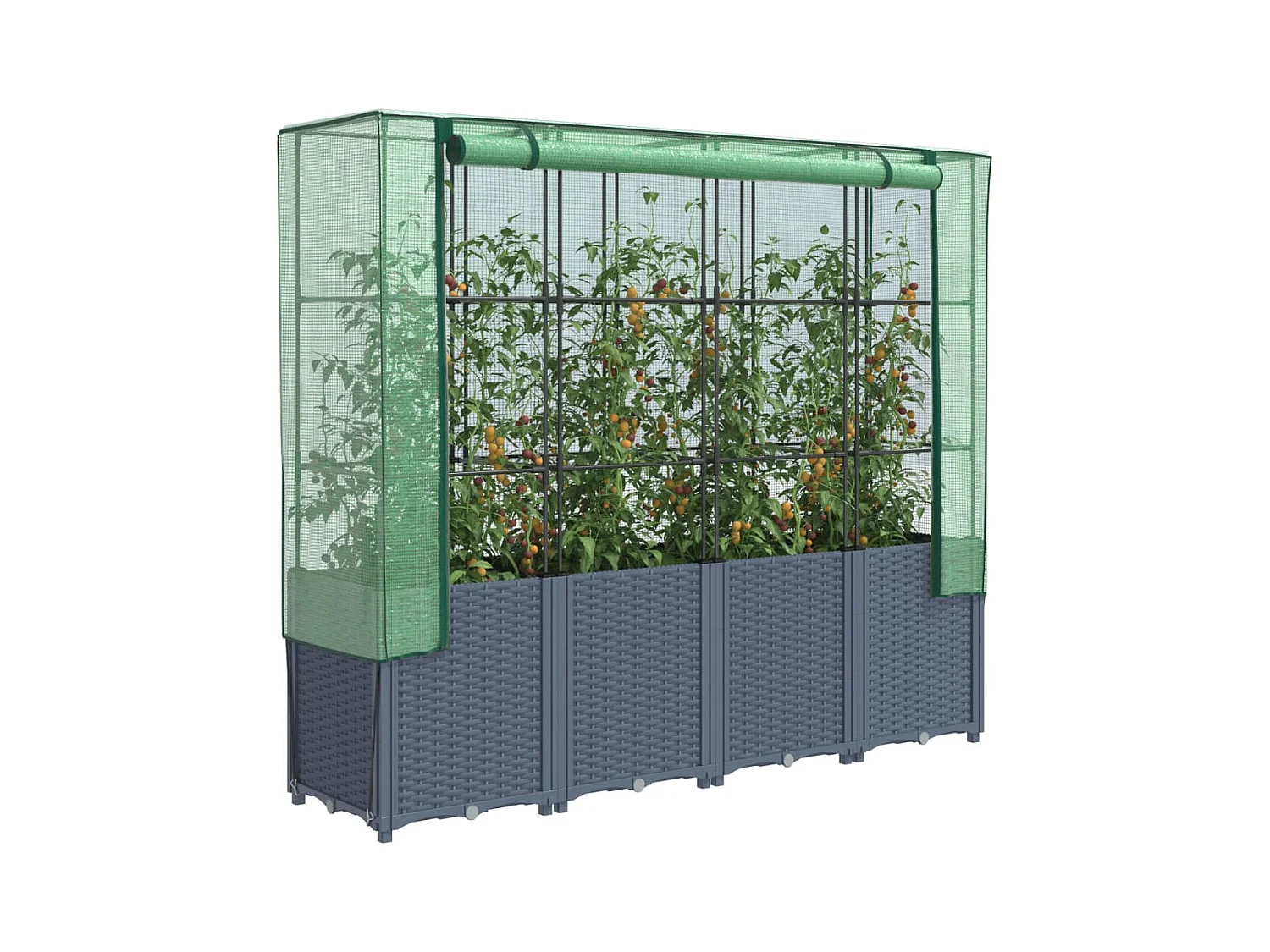 Jardinière surélevée avec housse aspect rotin 160x40x153 cm