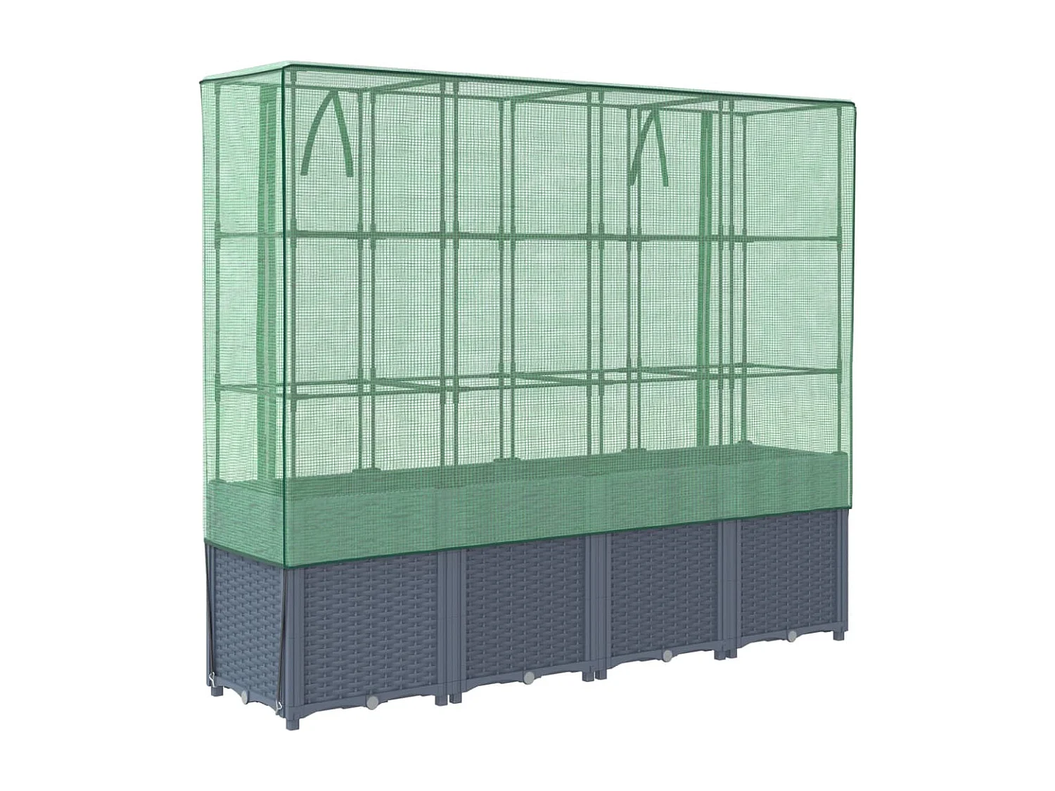 Jardinière surélevée avec housse aspect rotin 160x40x153 cm