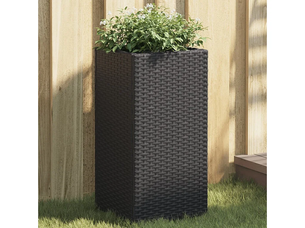 Pflanzkübel 2 Stk. Schwarz 30x30x60 cm Poly Rattan