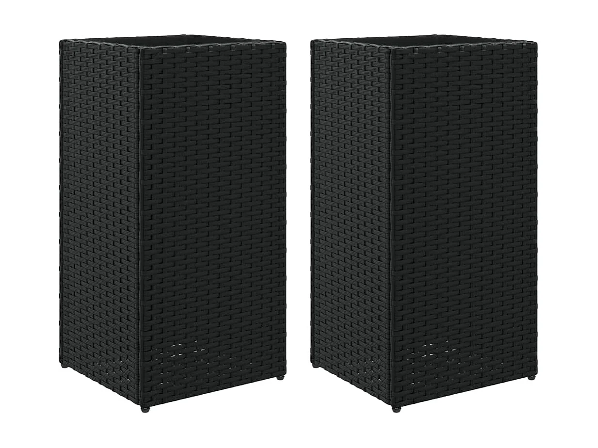 Pflanzkübel 2 Stk. Schwarz 30x30x60 cm Poly Rattan