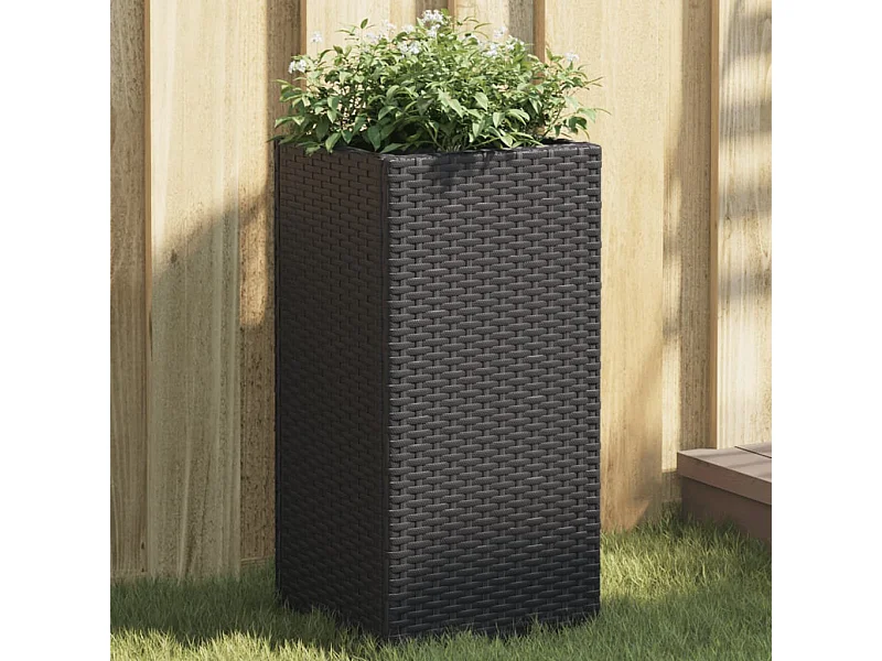 Pflanzkübel 2 Stk. Schwarz 30x30x60 cm Poly Rattan