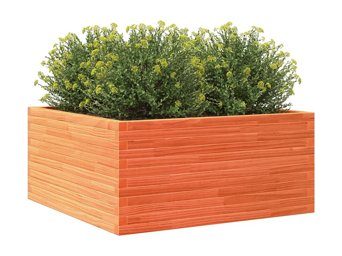 Jardinière cire marron 100x100x46 cm bois de pin massif