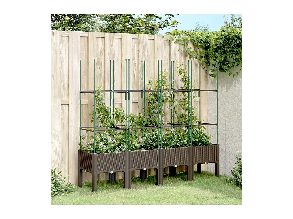 Pflanzkübel mit Rankgitter Braun 160x40x142,5 cm PP