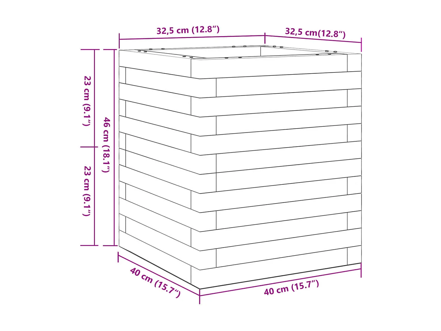 Fioriera da Giardino 40x40x46 cm in Legno Massello di Douglas