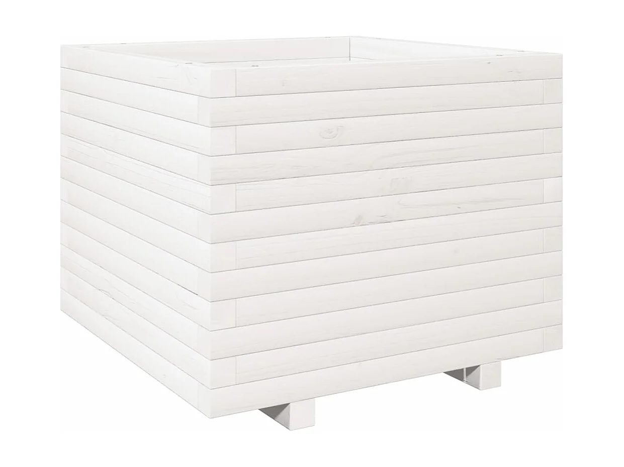 Jardinière blanc 60x60x49,5 cm bois de pin massif