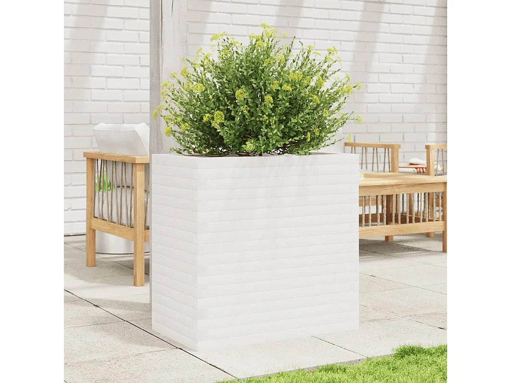 Vaso/floreira de jardim 70x40x68,5 cm pinho maciço branco