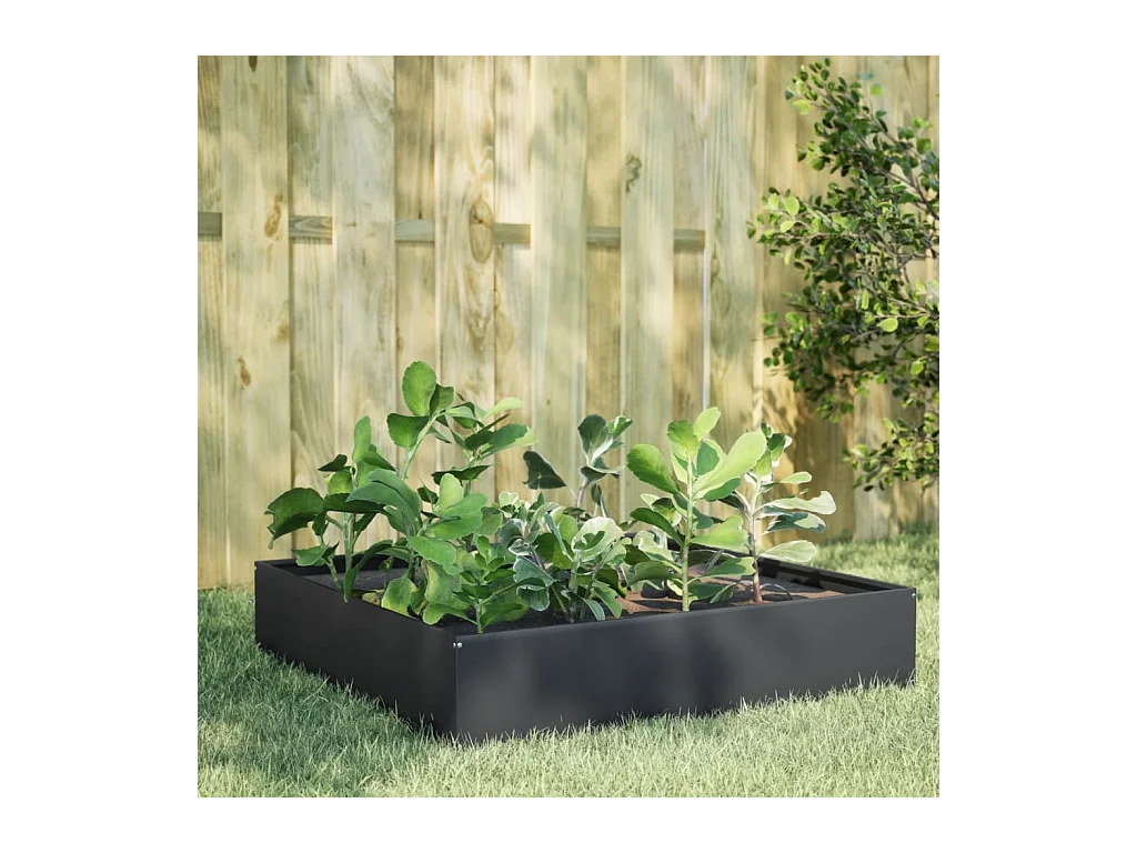 Lit surélevé de jardin anthracite 100x100x33,5 cm acier