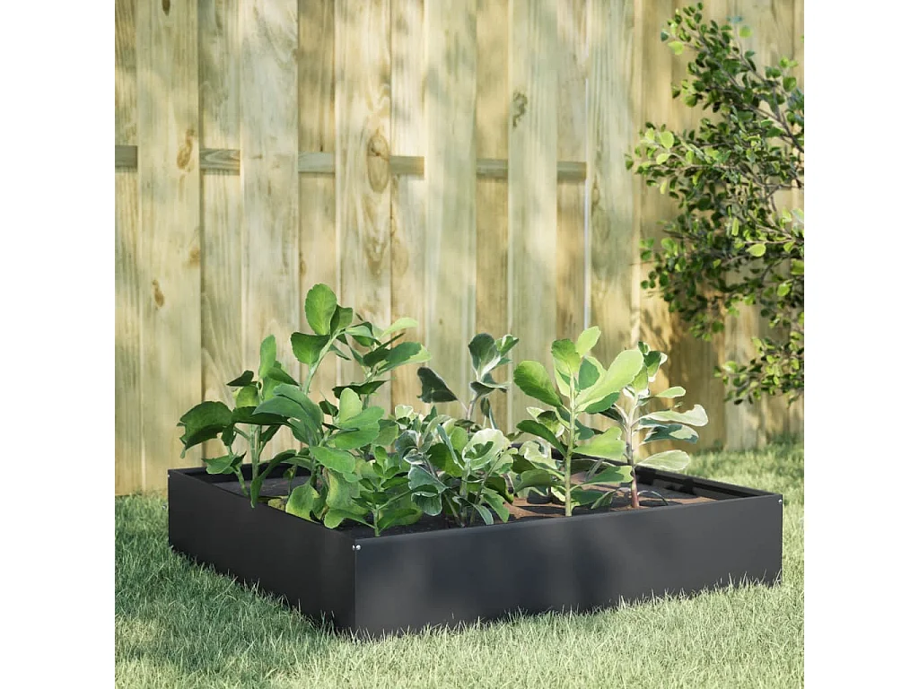 Lit surélevé de jardin anthracite 100x100x33,5 cm acier
