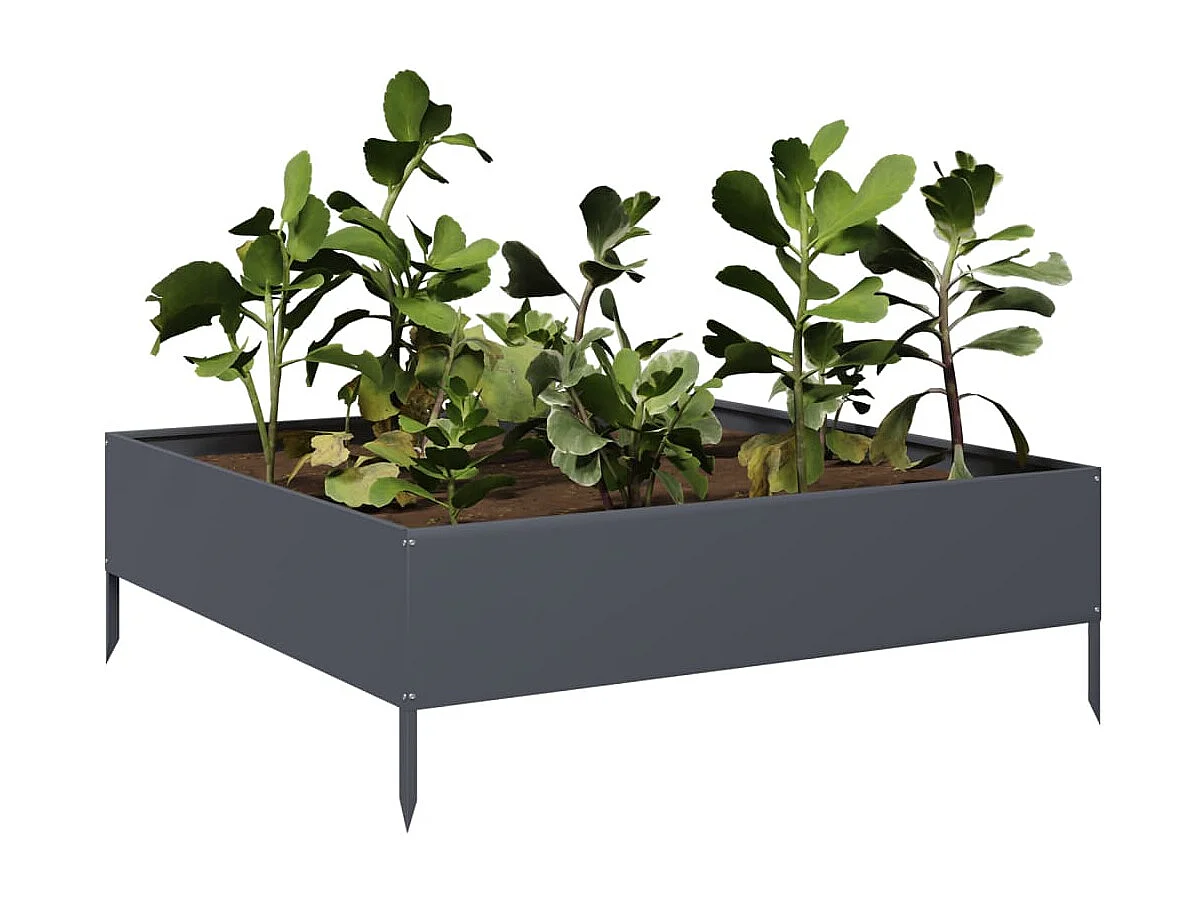 Lit surélevé de jardin anthracite 100x100x33,5 cm acier