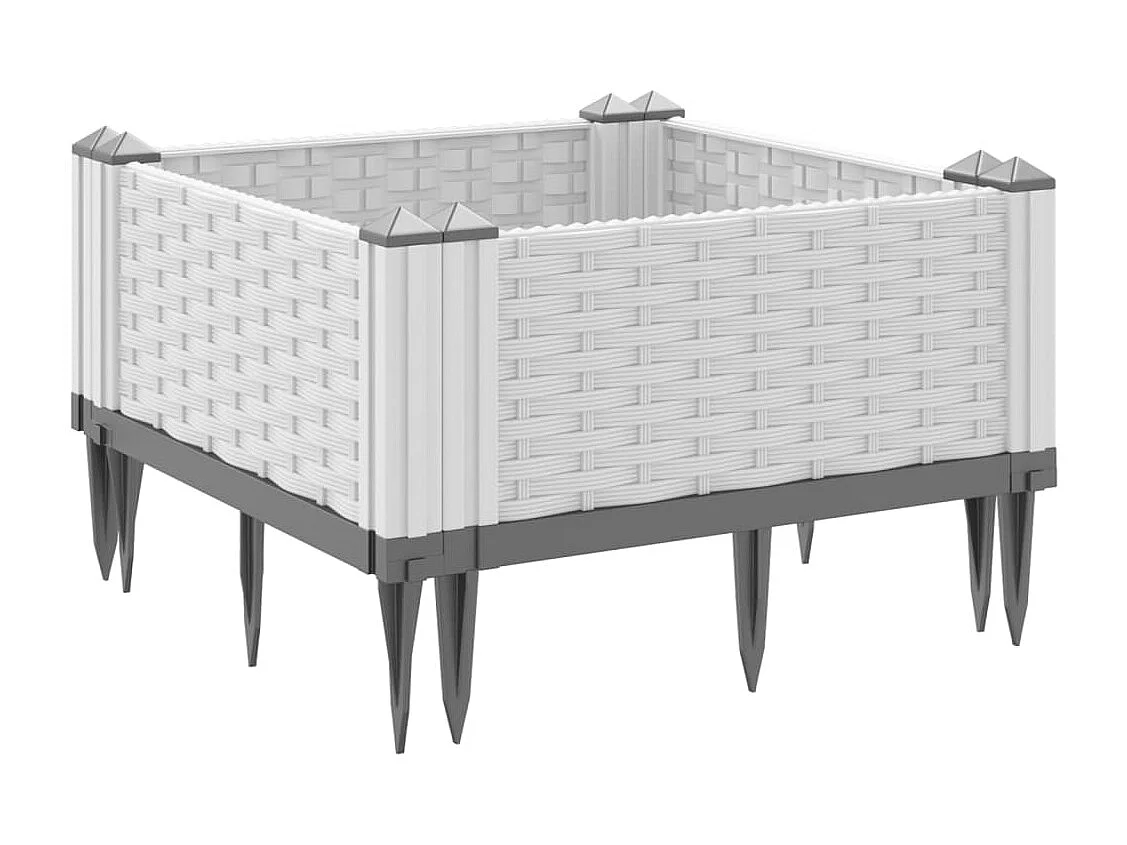 Jardinière avec piquets blanc 42,5x42,5x28,5 cm PP