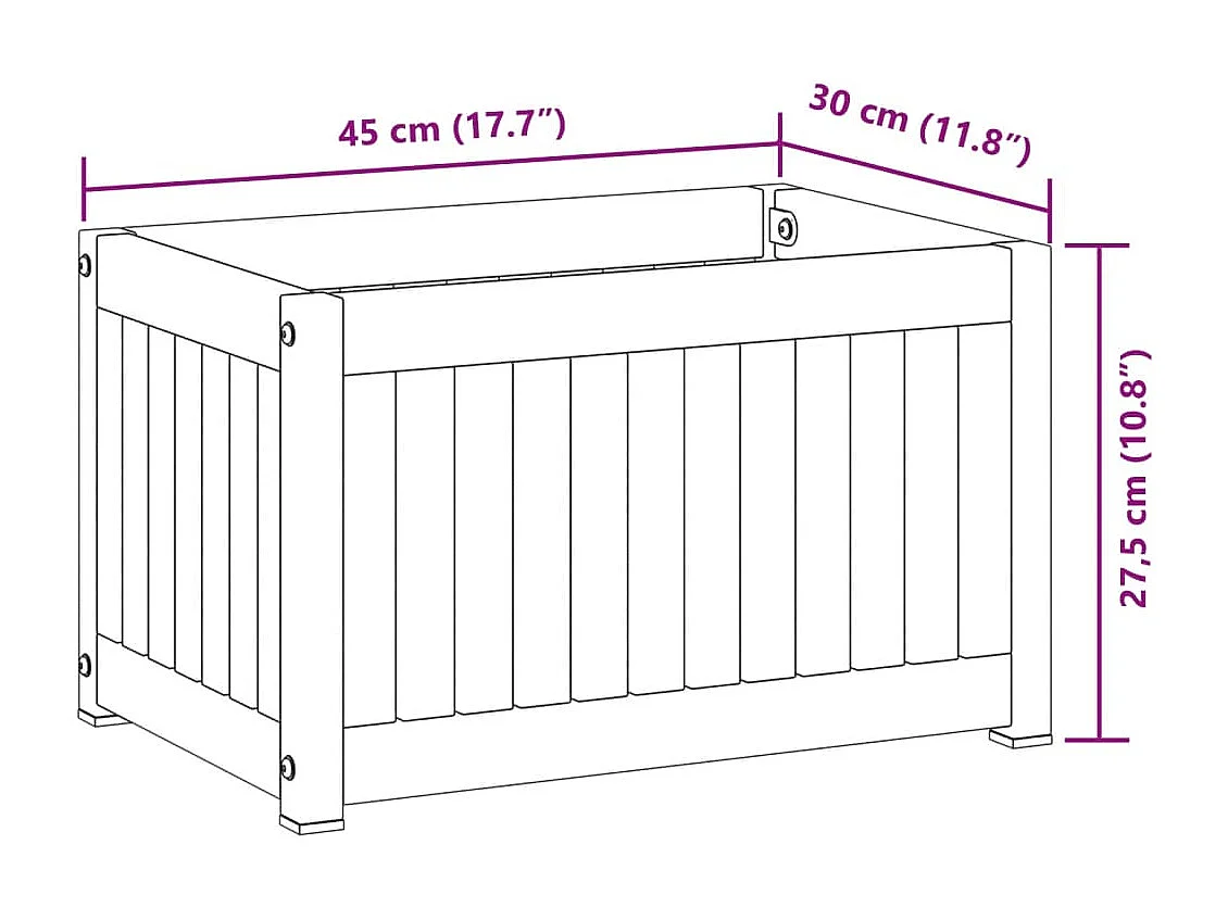 Pflanzkübel 45x30x27,5 cm Massivholz Akazie und Stahl