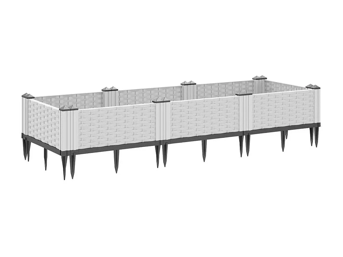 Fioriera da Giardino con Picchetti Bianca 125x40x28,5 cm PP