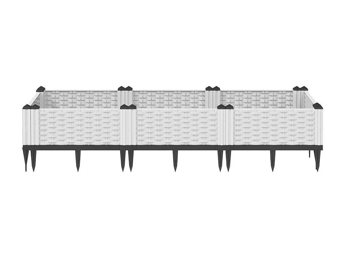 Fioriera da Giardino con Picchetti Bianca 125x40x28,5 cm PP