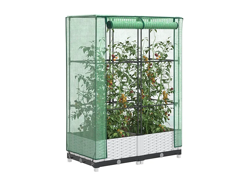 Canteiro elevado com cobertura de estufa aspeto de vime