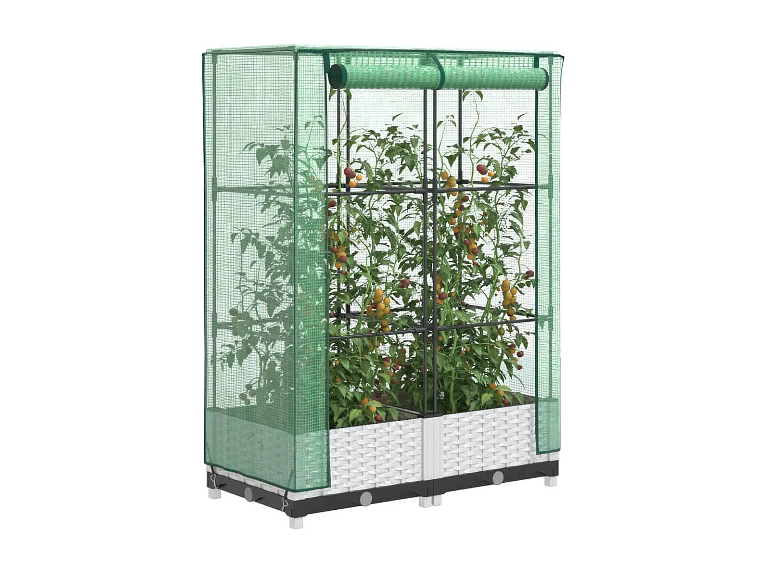 Canteiro elevado com cobertura de estufa aspeto de vime