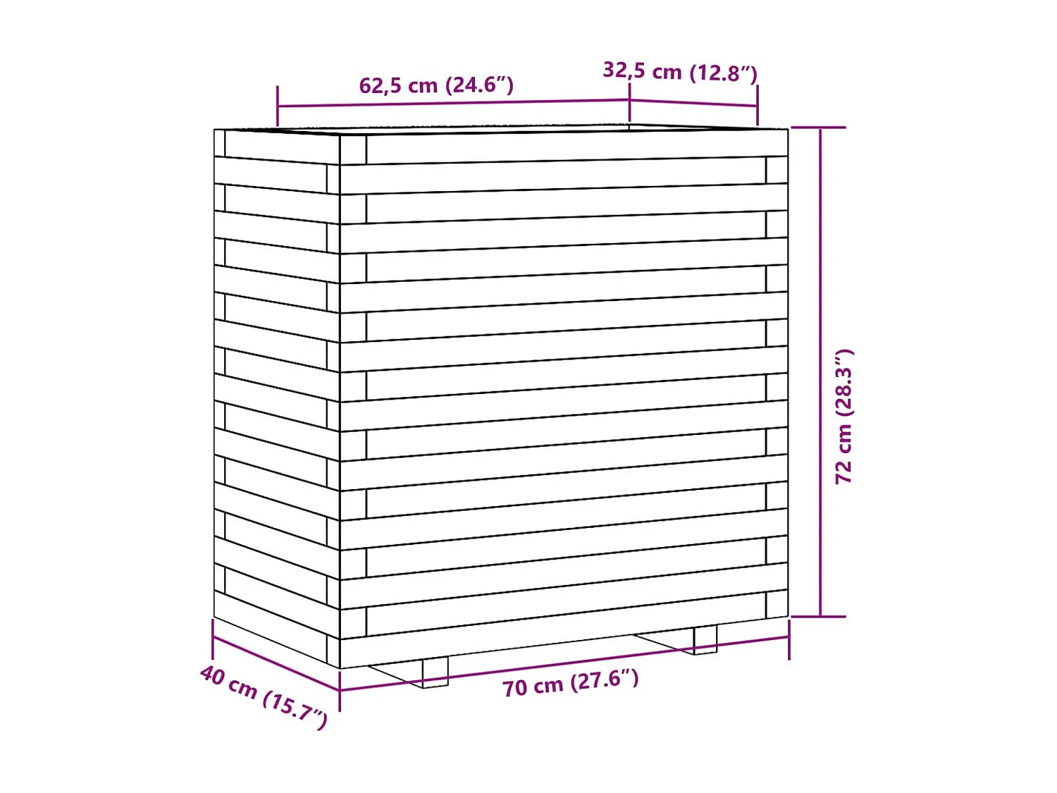 Jardinière 70x40x72 cm bois de pin massif