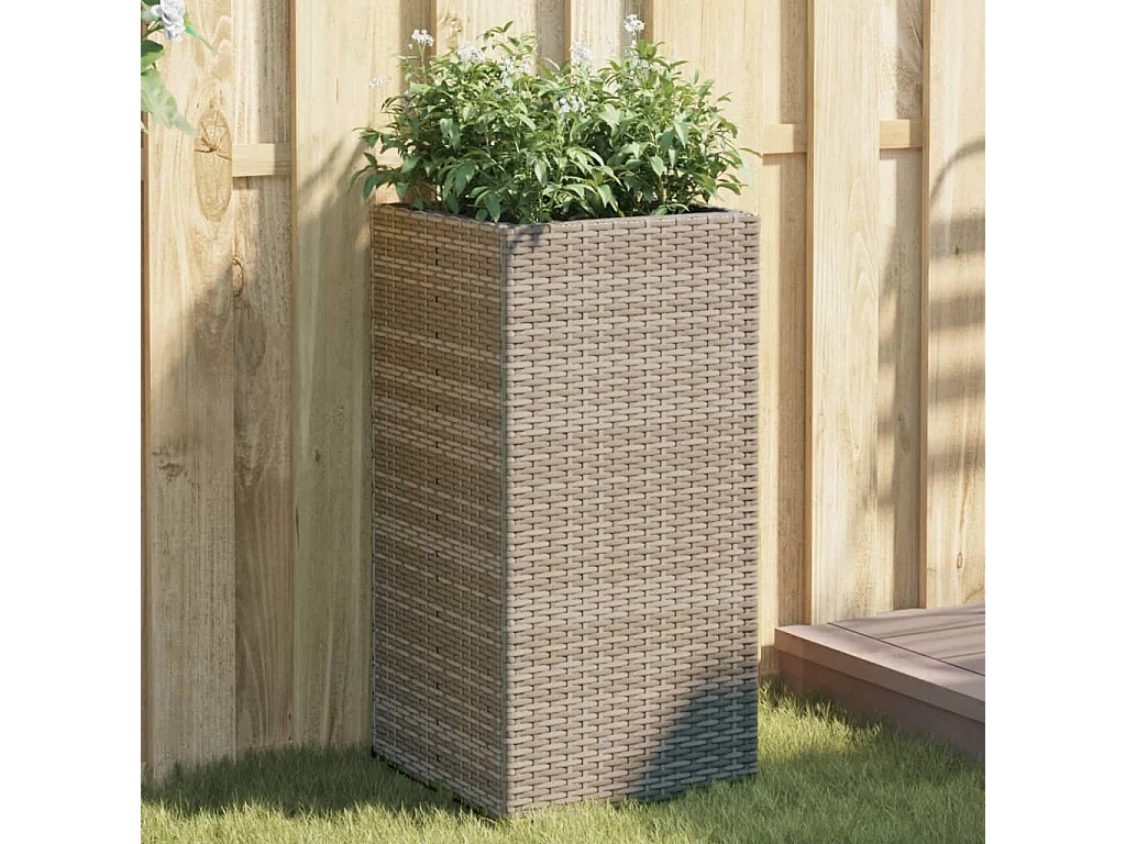 Vaso/floreira de jardim 40x40x80 cm vime PE cinzento