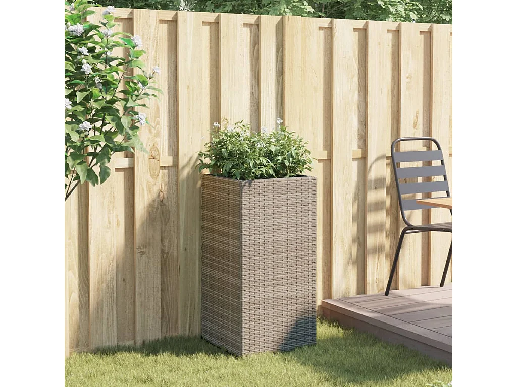Vaso/floreira de jardim 40x40x80 cm vime PE cinzento
