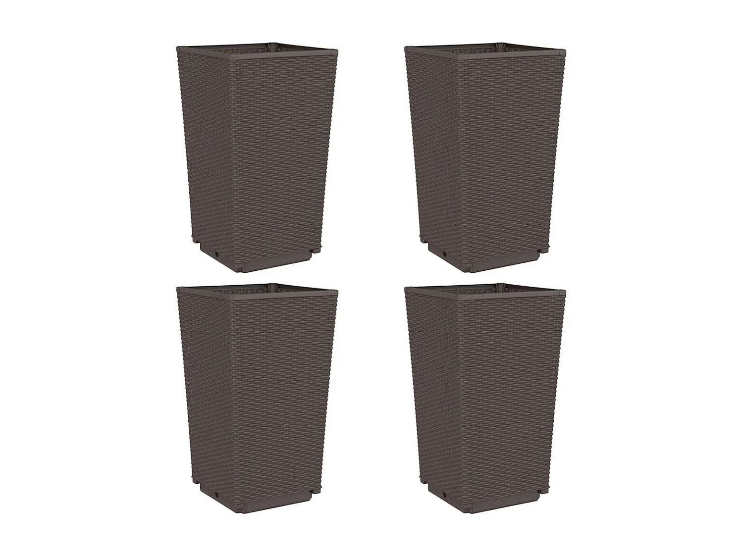 Vasos/floreiras 4 pcs 32,5x32,5x57 cm PP castanho