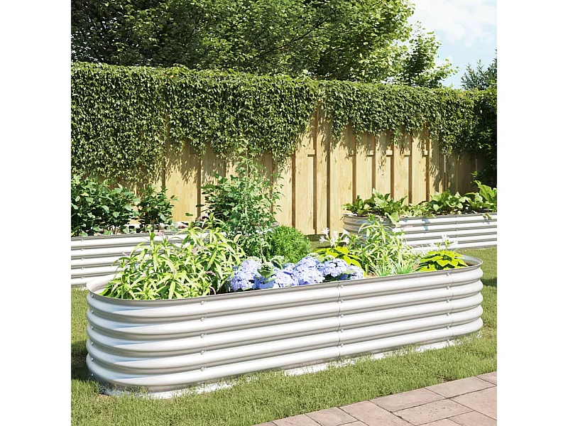 Canteiro elevado de jardim aço galvanizado 240x80x44cm prateado