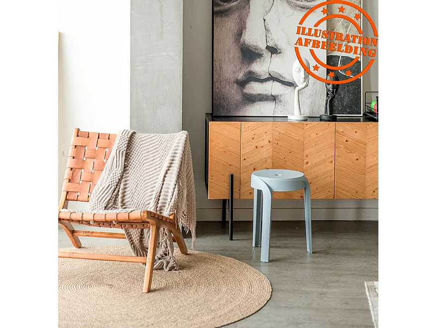 Stapelbarer niedriger Hocker - POMPA - Weiß - 35x35,5x45 cm