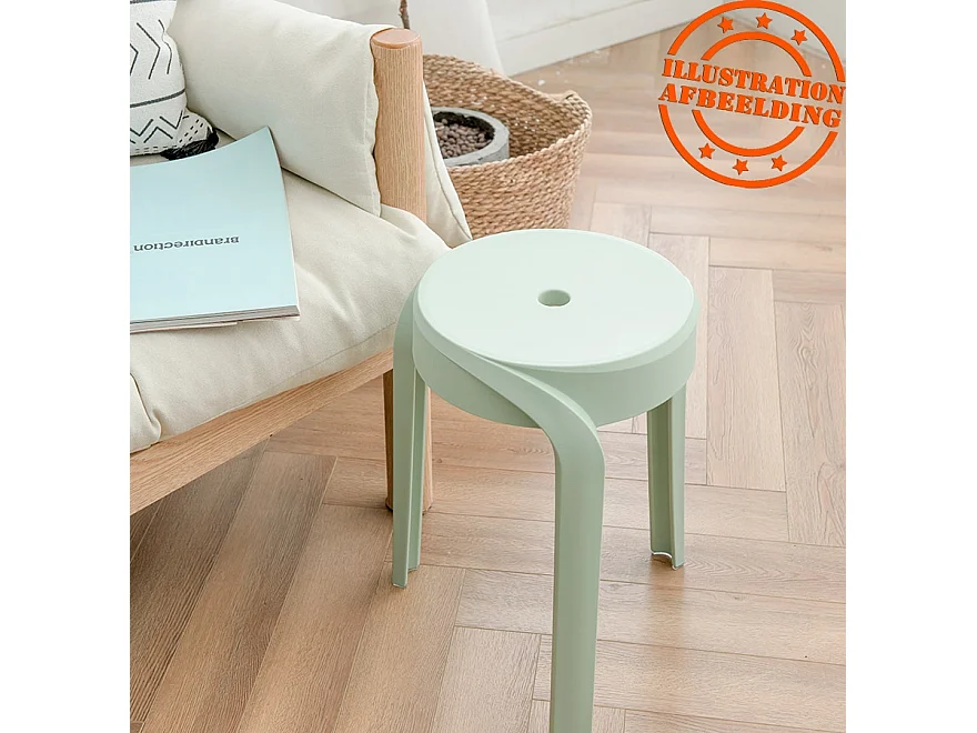 Stapelbarer niedriger Hocker - POMPA - Weiß - 35x35,5x45 cm