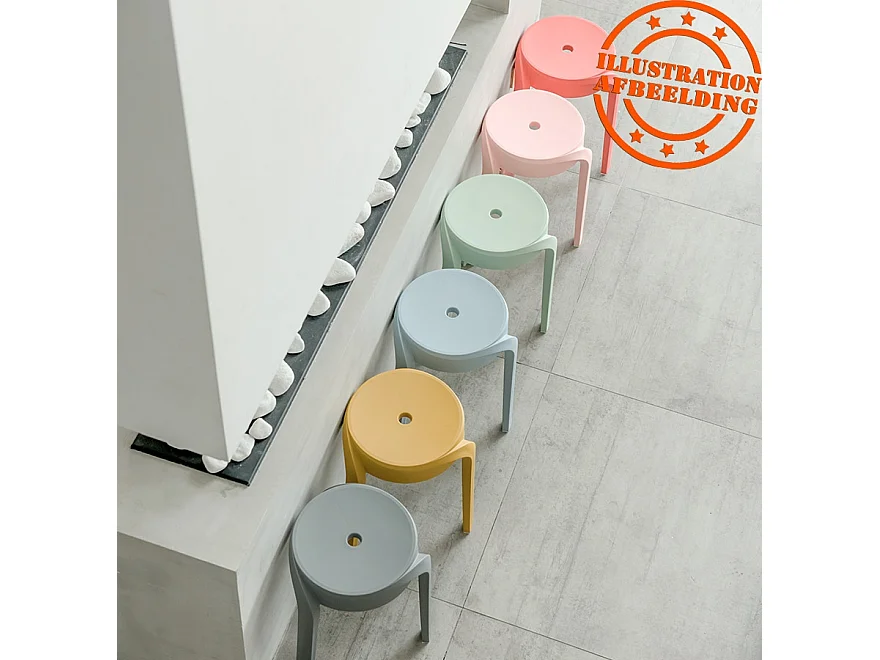 Stapelbarer niedriger Hocker - POMPA - Weiß - 35x35,5x45 cm