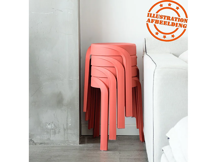 Stapelbarer niedriger Hocker - POMPA - Rot - 35x35,5x45 cm