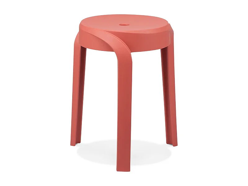 Stapelbarer niedriger Hocker - POMPA - Rot - 35x35,5x45 cm