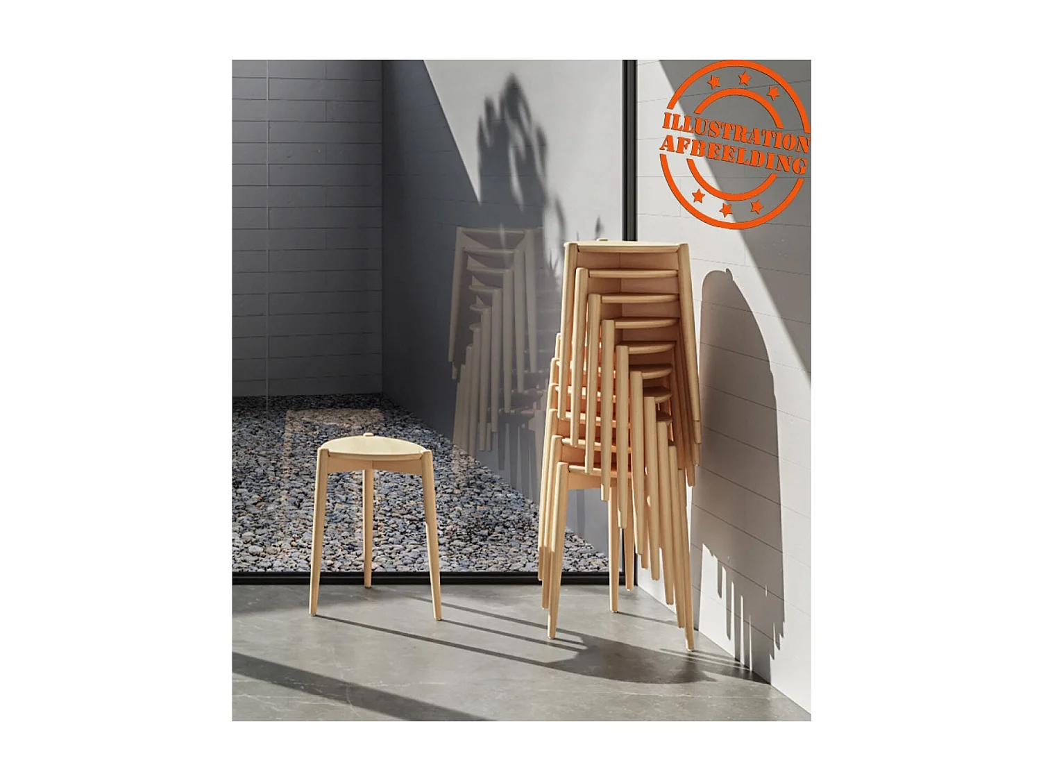 Stapelbarer niedriger Hocker - PINTADO - Beige - 36,5x39x44,5 cm