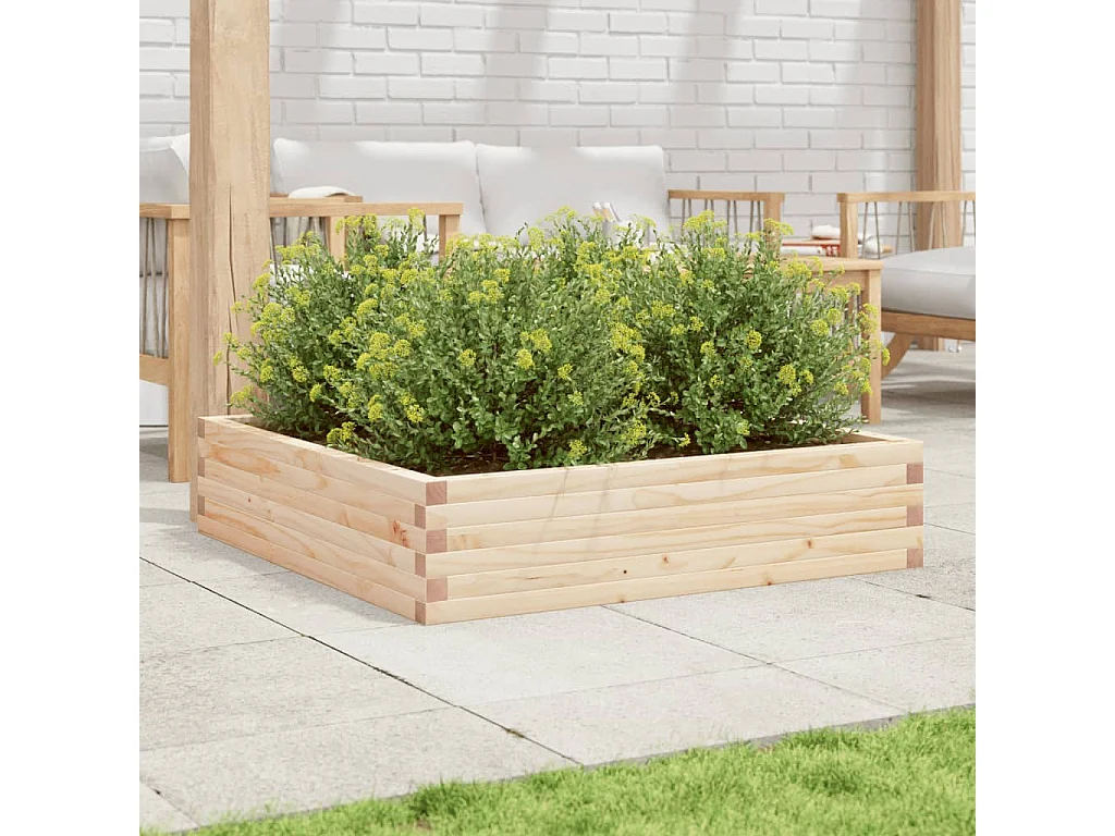 Jardinera de madera maciza de pino 100x100x23 cm