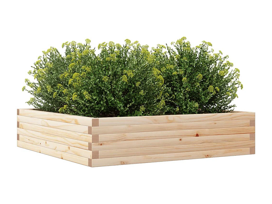 Jardinera de madera maciza de pino 100x100x23 cm