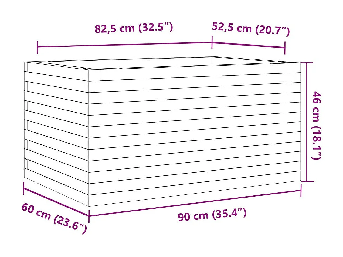 Jardinière 90x60x46 cm bois massif de douglas