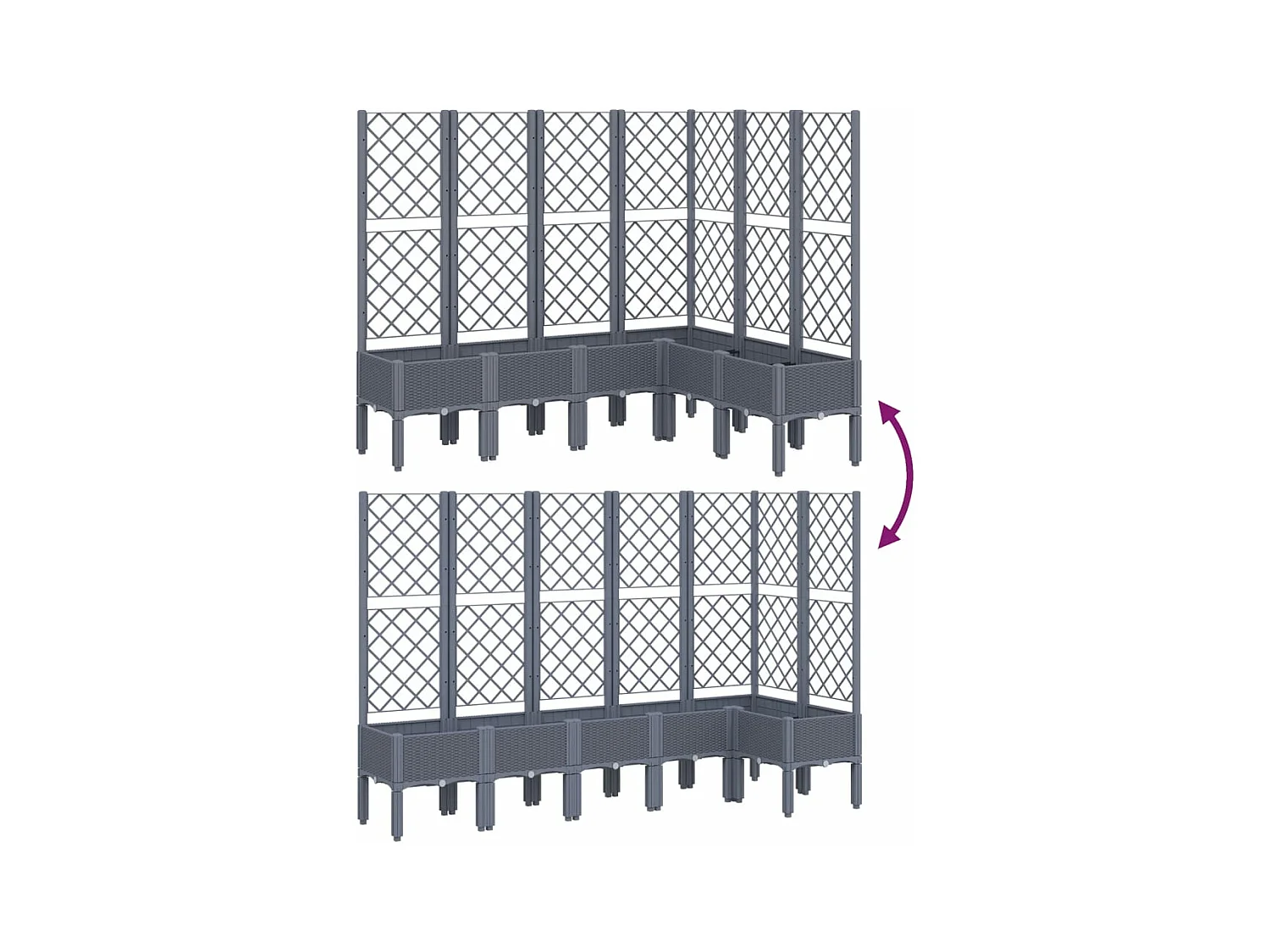 Jardinière avec treillis bleu gris 160x120x142 cm PP