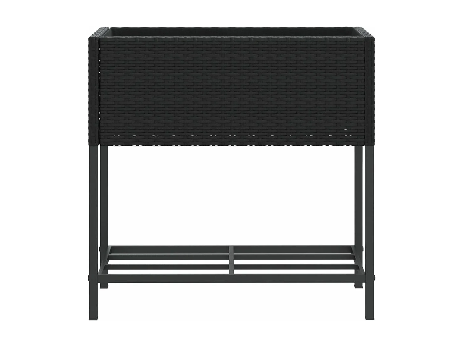 Jardinera con estante ratán sintético negro