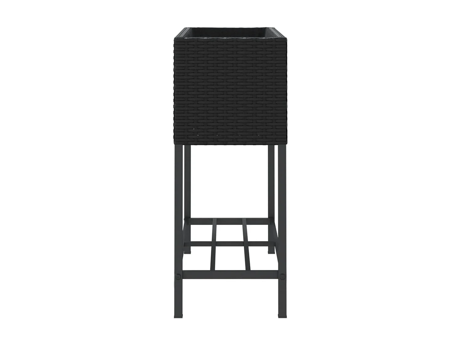 Jardinera con estante ratán sintético negro