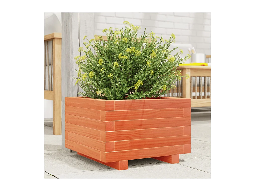 Jardinière cire marron 40x40x26,5 cm bois de pin massif