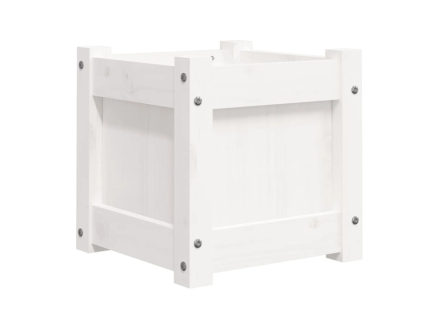 Jardinière blanc 31x31x31 cm bois de pin massif