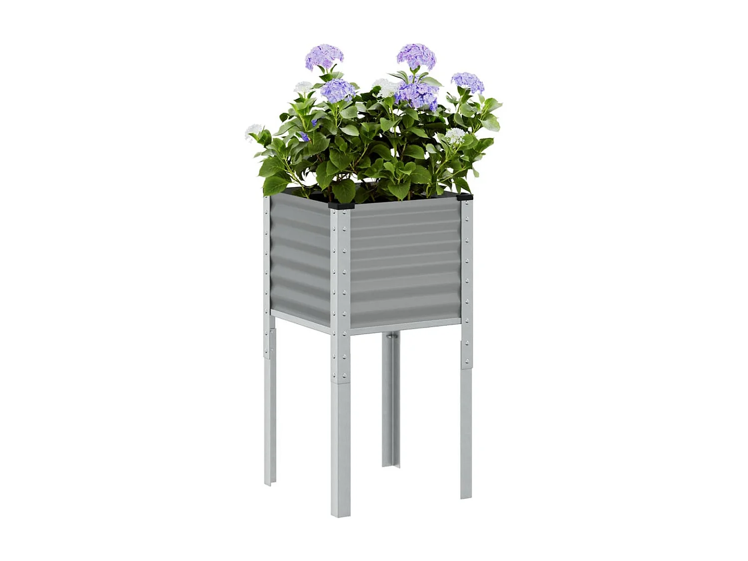 Vaso/floreira de jardim 45x45x88 cm aço cinzento