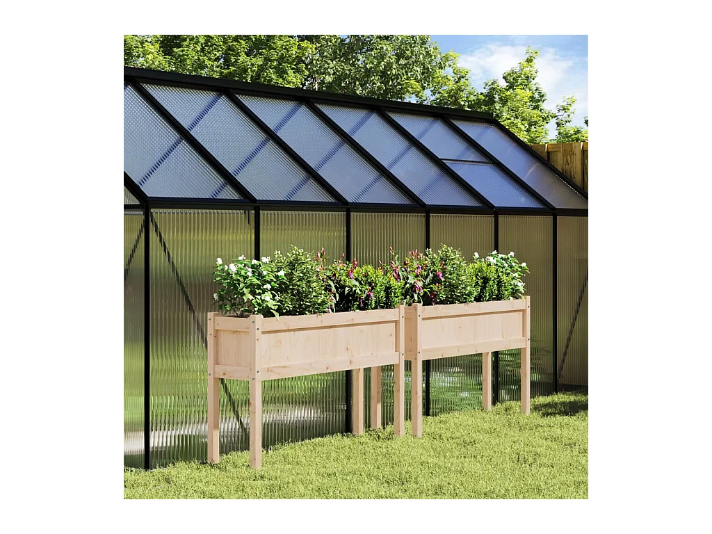 Jardinières 2 pcs avec pieds bois de pin massif