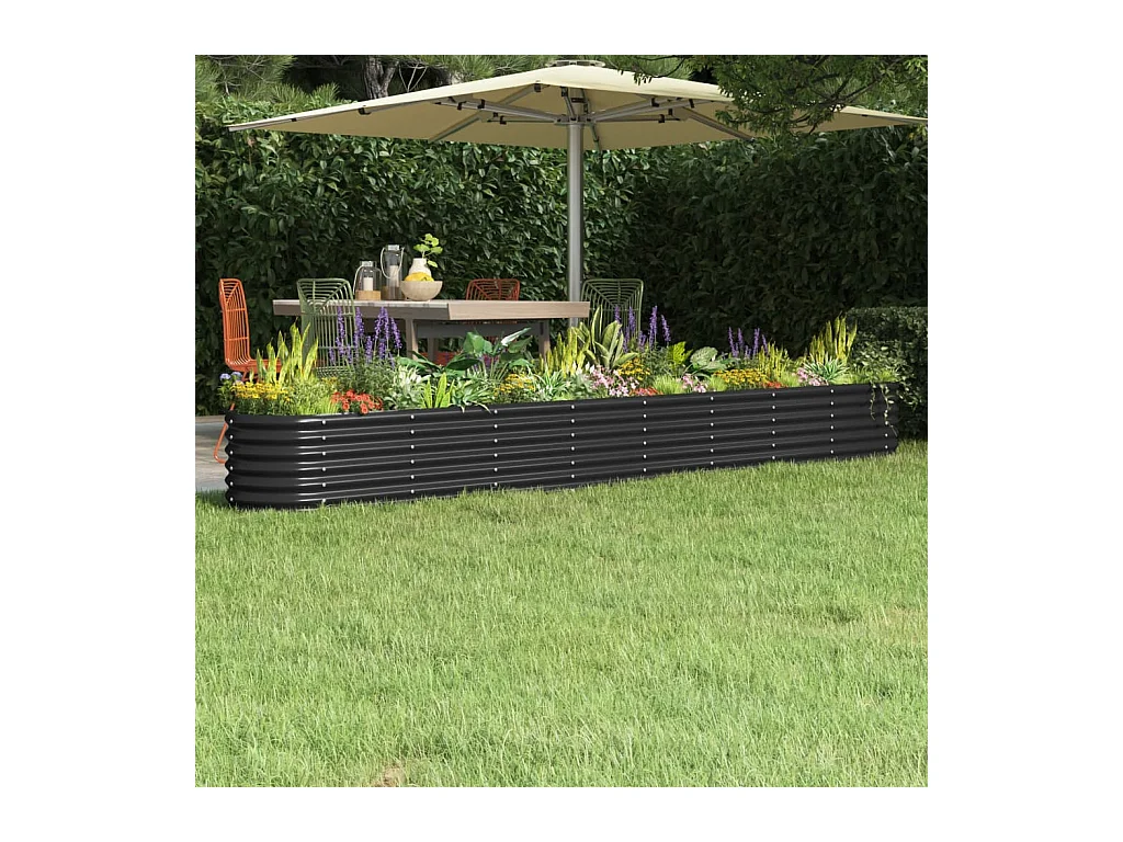 Letto da Giardino in Acciaio a Polvere 332x40x36 cm Antracite