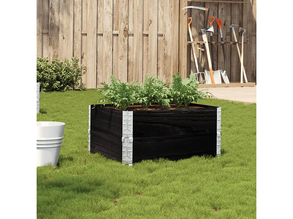Fioriera da Giardino Nera 80x60 cm in Legno Massello di Pino