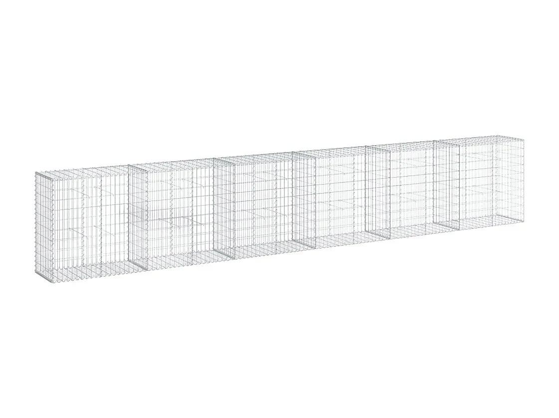 Cesto Gabbione con Copertura 600x50x100 cm in Ferro Zincato