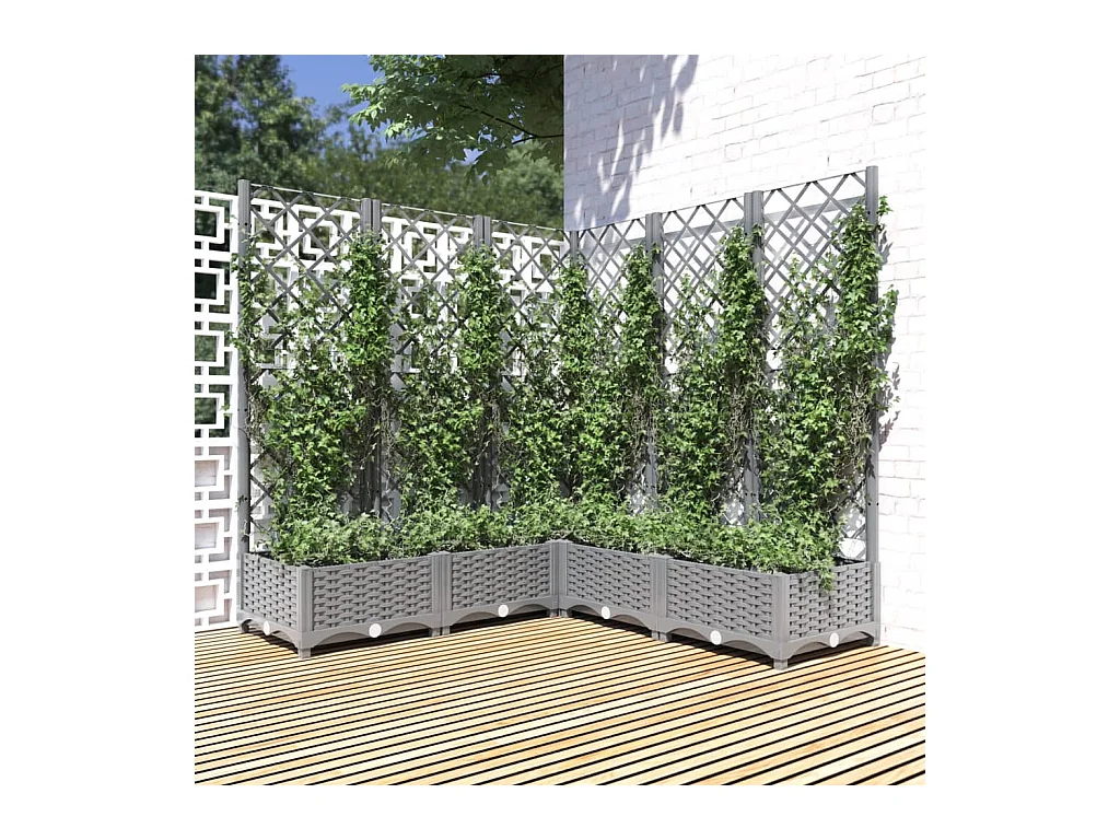 Jardinière avec treillis Gris clair 120x120x121,5 cm PP