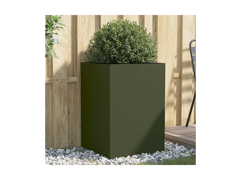 Jardinière vert olive 52x48x75 cm acier