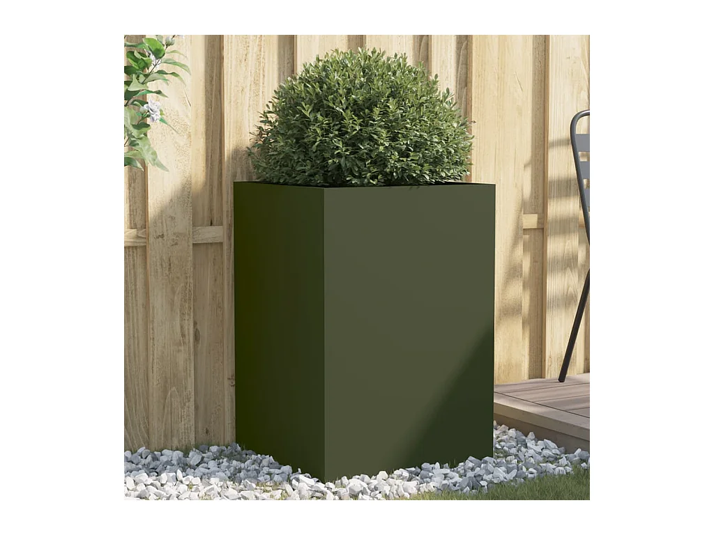 Jardinière vert olive 52x48x75 cm acier