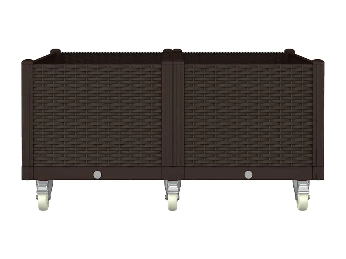 Fioriera da Giardino con Ruote Marrone 100x80x54 cm in PP
